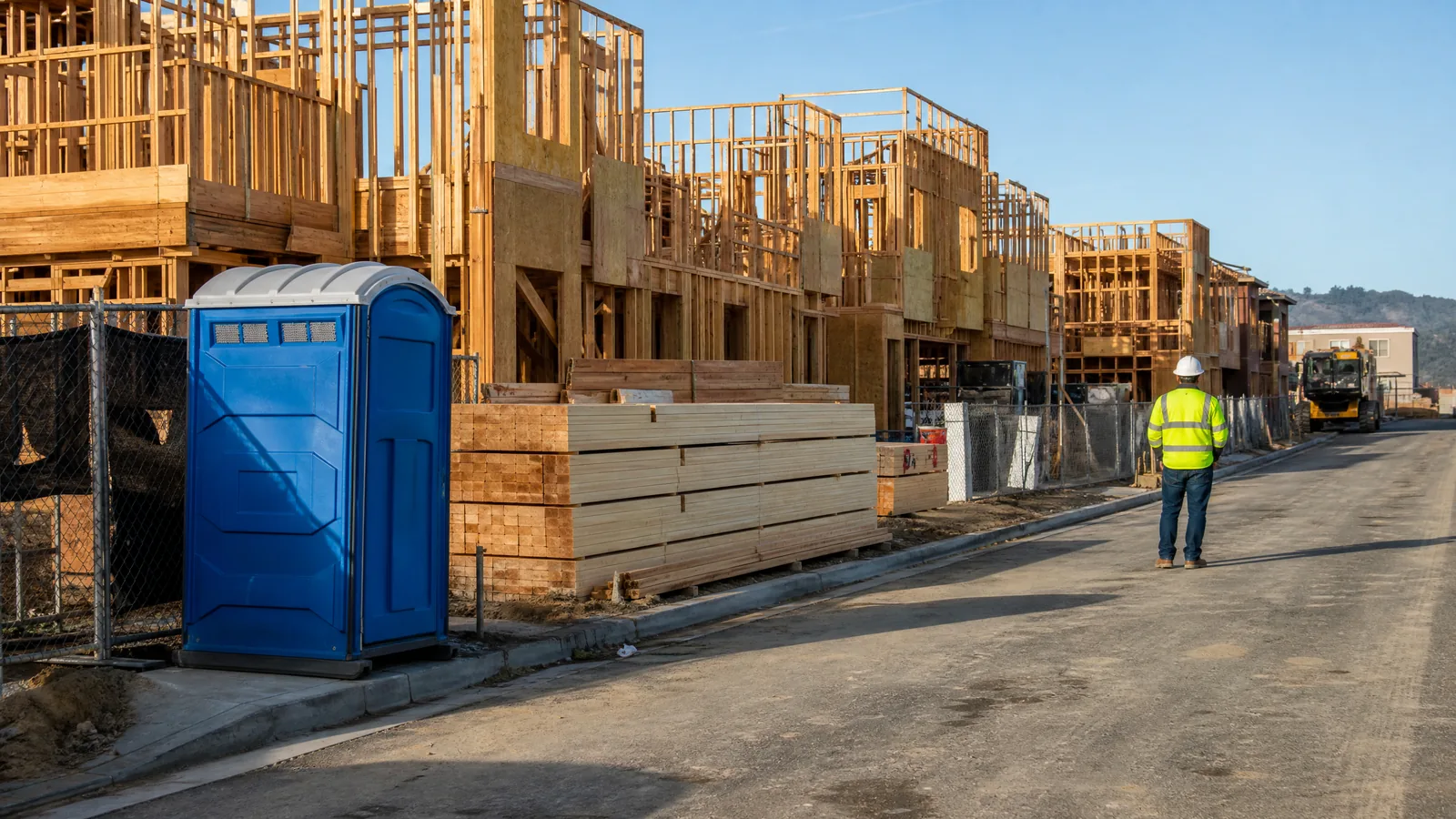 Planning illustration for construction-site restrooms for changing work zones