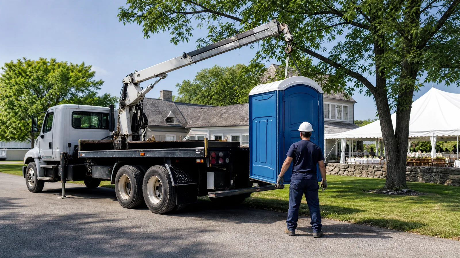 Planning illustration for accessible portable restrooms begin with the approach